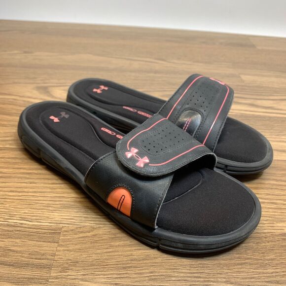 Under Armour Sandals Womens 8 Ignite Slides Black Pink Comfort - Picture 1 of 9